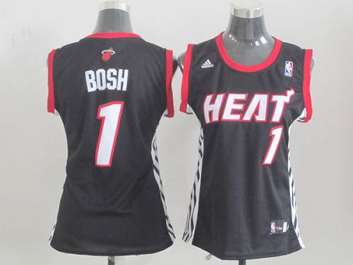 Heat #1 Chris Bosh Black Women's Road Stitched NBA Jersey