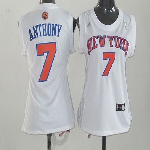 Knicks #7 Carmelo Anthony White Women Fashion Stitched NBA Jersey