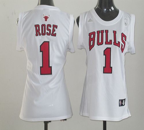Bulls #1 Derrick Rose White Women Fashion Stitched NBA Jersey