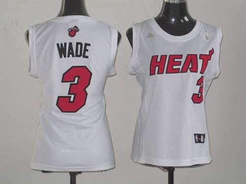 Heat #3 Dwyane Wade White Women Fashion Stitched NBA Jersey