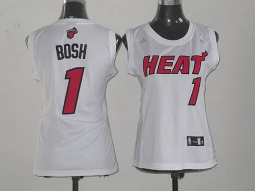 Heat #1 Chris Bosh White Women Fashion Stitched NBA Jersey