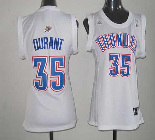 Thunder #35 Kevin Durant White Women Fashion Stitched NBA Jersey