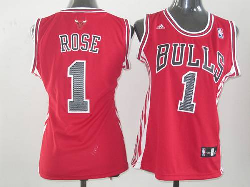 Bulls #1 Derrick Rose Red Women's Road Stitched NBA Jersey