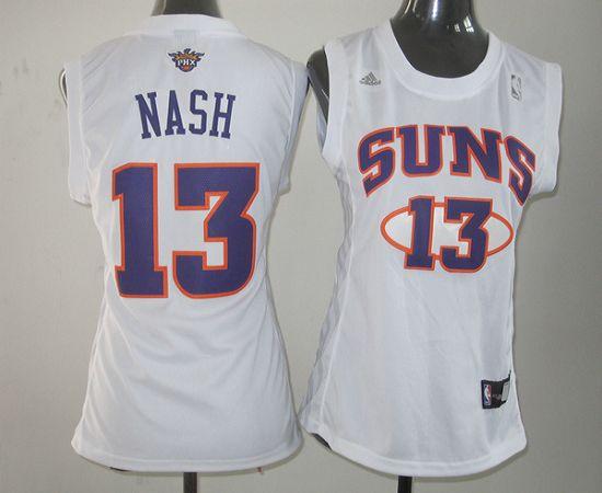Suns #13 Steve Nash White Women Fashion Stitched NBA Jersey