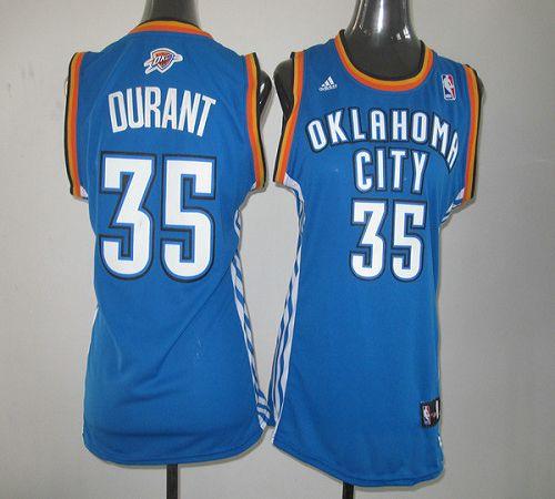 Thunder #35 Kevin Durant Blue Women's Road Stitched NBA Jersey