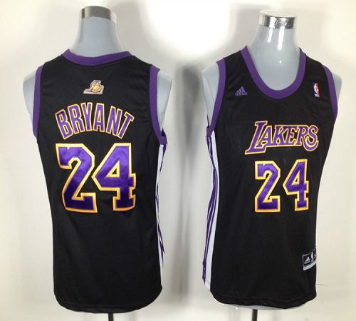 Lakers #24 Kobe Bryant Black With Purple NO. Women Fashion Stitched NBA Jersey
