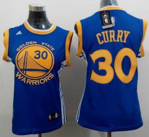 Warriors #30 Stephen Curry Blue Women's Road Stitched NBA Jersey