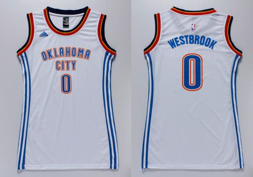 Thunder #0 Russell Westbrook White Women's Dress Stitched NBA Jersey