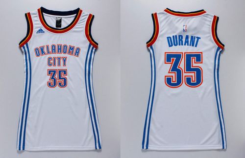 Thunder #35 Kevin Durant White Women's Dress Stitched NBA Jersey