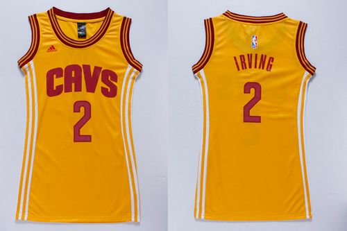 Cavaliers #2 Kyrie Irving Gold Women's Dress Stitched NBA Jersey
