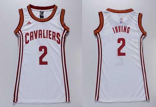 Cavaliers #2 Kyrie Irving White Women's Dress Stitched NBA Jersey