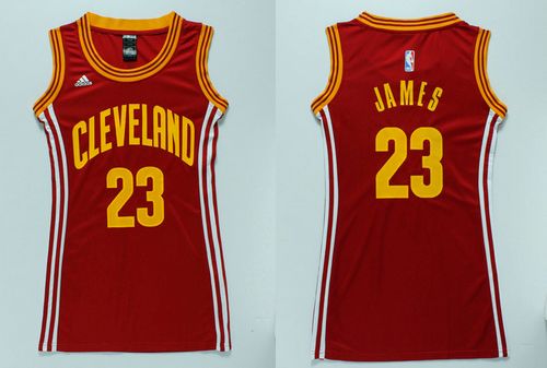 Cavaliers #23 LeBron James Red Women's Dress Stitched NBA Jersey