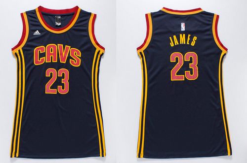 Cavaliers #23 LeBron James Navy Blue Women's Dress Stitched NBA Jersey
