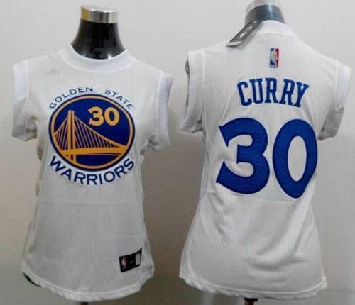 Warriors #30 Stephen Curry White Women Fashion Stitched NBA Jersey