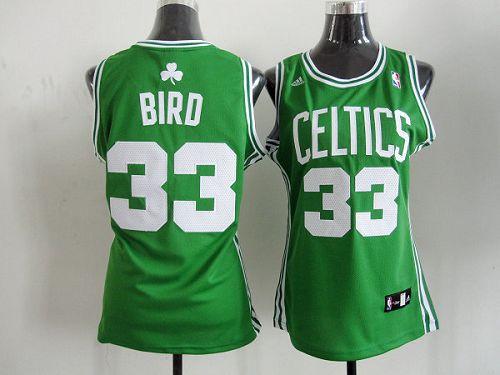 Celtics #33 Larry Bird Green Women's Road Stitched NBA Jersey