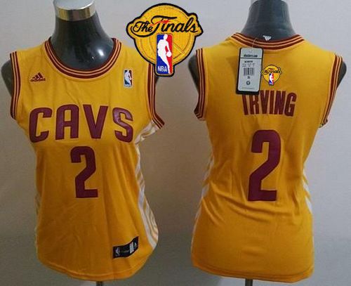 Cavaliers #2 Kyrie Irving Gold Alternate The Finals Patch Women's Stitched NBA Jersey