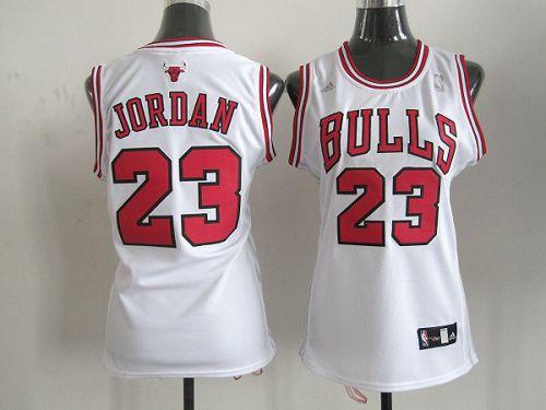 Bulls #23 Michael Jordan White Women's Home Stitched NBA Jersey