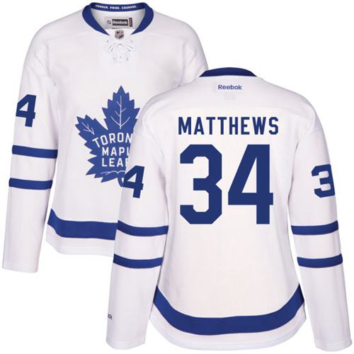 Maple Leafs #34 Auston Matthews White Road Women's Stitched NHL Jersey