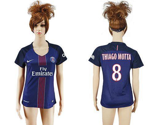 Women's Paris Saint-Germain #8 Thiago Motta Home Soccer Club Jersey