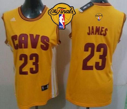 Cavaliers #23 LeBron James Gold The Finals Patch Women's Alternate Stitched NBA Jersey