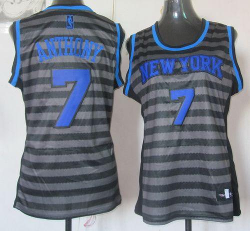Knicks #7 Carmelo Anthony Black/Grey Women's Groove Stitched NBA Jersey