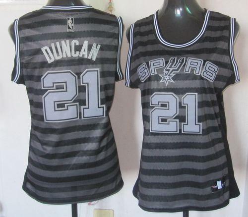 Spurs #21 Tim Duncan Black/Grey Women's Groove Stitched NBA Jersey