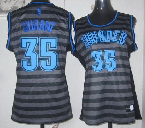 Thunder #35 Kevin Durant Black/Grey Women's Groove Stitched NBA Jersey