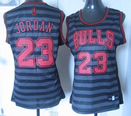 Bulls #23 Michael Jordan Black/Grey Women's Groove Stitched NBA Jersey