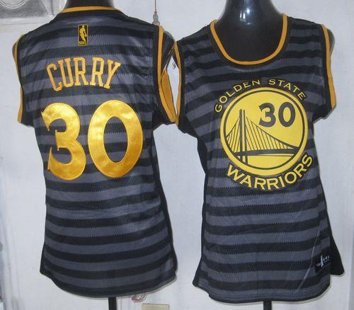 Warriors #30 Stephen Curry Black/Grey Women's Groove Stitched NBA Jersey