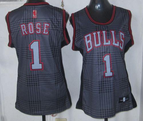 Bulls #1 Derrick Rose Black Women's Rhythm Fashion Stitched NBA Jersey