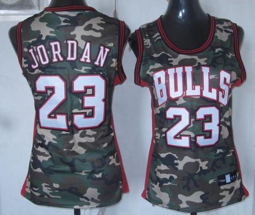 Bulls #23 Michael Jordan Camo Women's Stealth Collection Stitched NBA Jersey