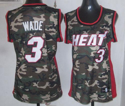Heat #3 Dwyane Wade Camo Women's Stealth Collection Stitched NBA Jersey