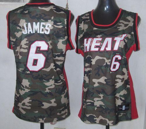 Heat #6 LeBron James Camo Women's Stealth Collection Stitched NBA Jersey