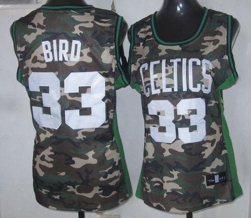 Celtics #33 Larry Bird Camo Women's Stealth Collection Stitched NBA Jersey