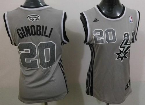 Spurs #20 Manu Ginobili Grey Alternate Women's Stitched NBA Jersey