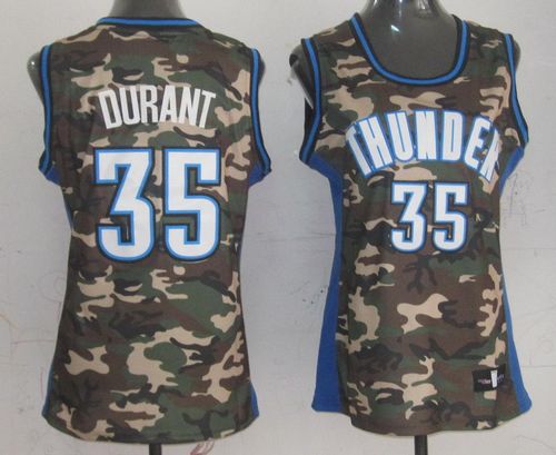 Thunder #35 Kevin Durant Camo Women's Stealth Collection Stitched NBA Jersey
