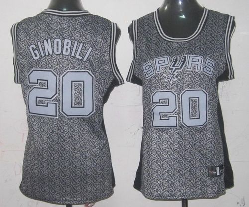 Spurs #20 Manu Ginobili Grey Women's Static Fashion Stitched NBA Jersey
