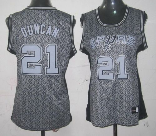 Spurs #21 Tim Duncan Grey Women's Static Fashion Stitched NBA Jersey
