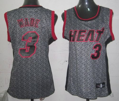 Heat #3 Dwyane Wade Grey Women's Static Fashion Stitched NBA Jersey