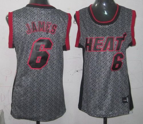 Heat #6 LeBron James Grey Women's Static Fashion Stitched NBA Jersey