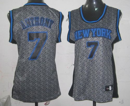 Knicks #7 Carmelo Anthony Grey Women's Static Fashion Stitched NBA Jersey