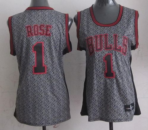 Bulls #1 Derrick Rose Grey Women's Static Fashion Stitched NBA Jersey