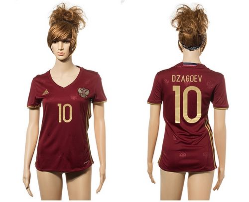 Women's Russia #10 Dzagoev Red Home Soccer Country Jersey