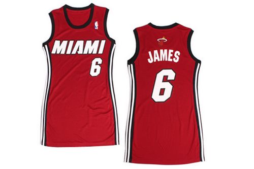 Heat #6 LeBron James Red Women's Dress Stitched NBA Jersey