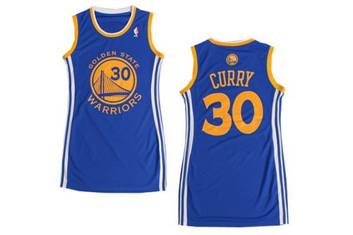 Warriors #30 Stephen Curry Blue Women's Dress Stitched NBA Jersey