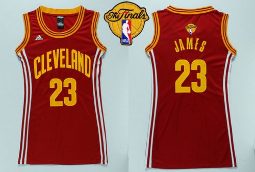 Cavaliers #23 LeBron James Red The Finals Patch Women's Dress Stitched NBA Jersey