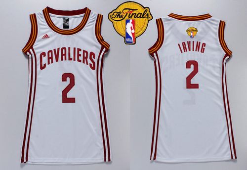 Cavaliers #2 Kyrie Irving White The Finals Patch Women's Dress Stitched NBA Jersey