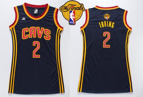 Cavaliers #2 Kyrie Irving Navy Blue The Finals Patch Women's Dress Stitched NBA Jersey