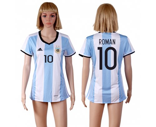 Women's Argentina #10 Roman Home Soccer Country Jersey