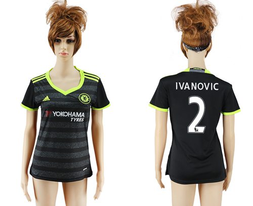 Women's Chelsea #2 Ivanovic Away Soccer Club Jersey